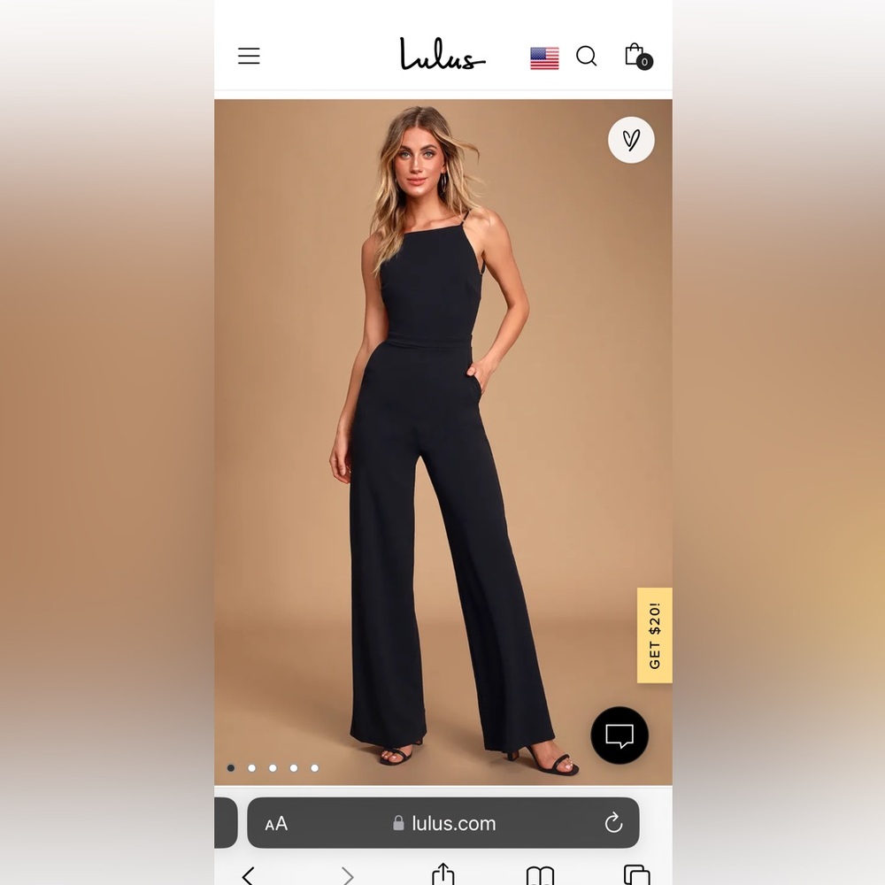 Like New Lulus Backless Jumpsuit in Black